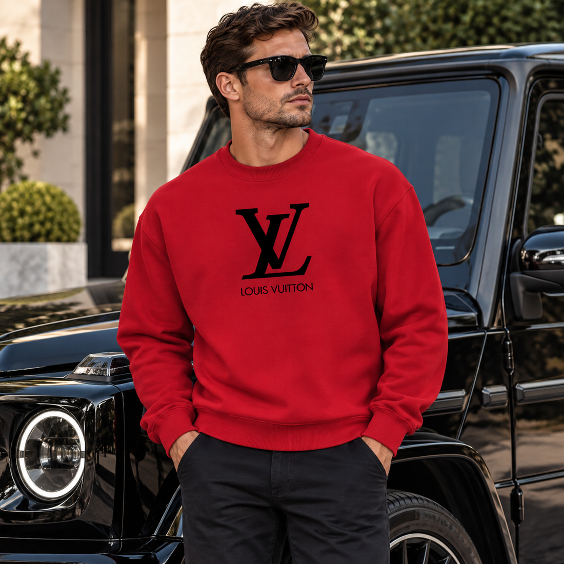 Men's Louis Vuitton Crewneck Sweatshirt | Color: Red | Image 4