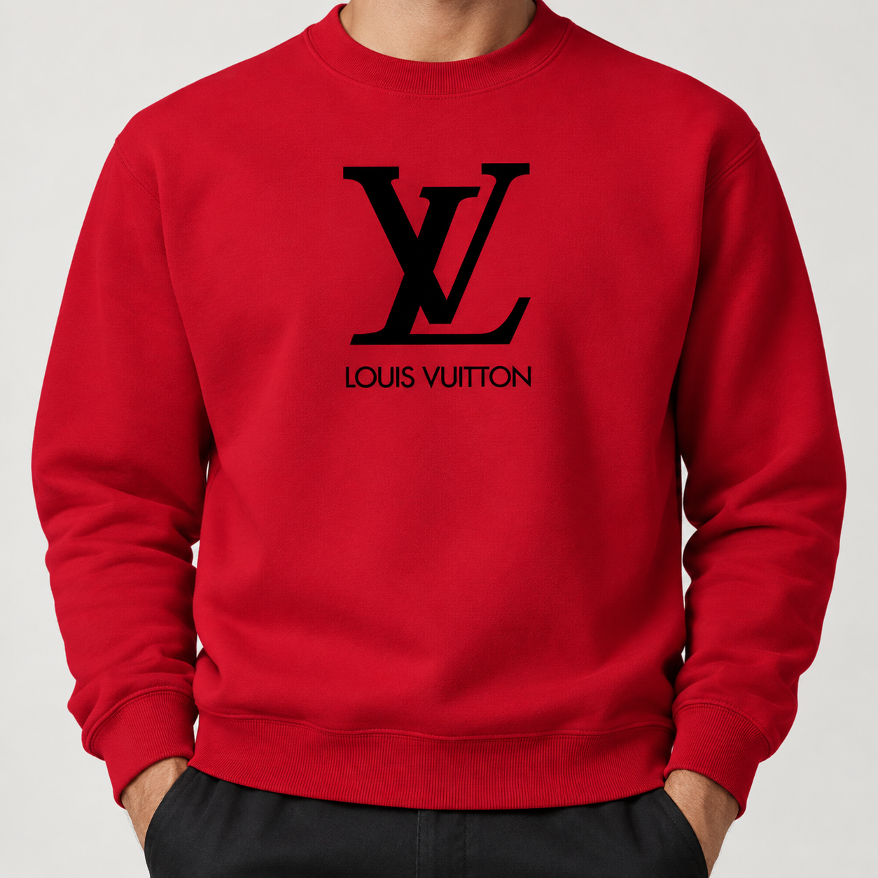 Men's Louis Vuitton Crewneck Sweatshirt | Color: Red | Image 5