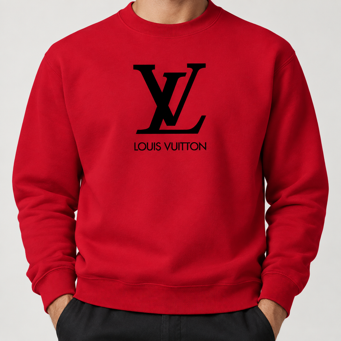 Men's Louis Vuitton Crewneck Sweatshirt | Color: Red | Image 5