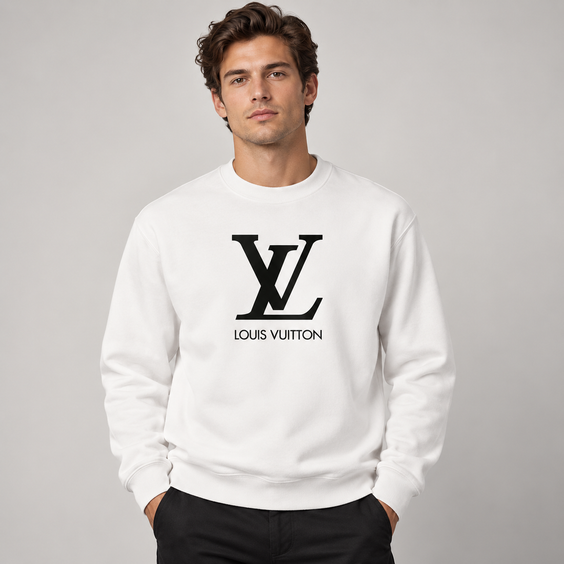 Men's Louis Vuitton Crewneck Sweatshirt | Color: White | Image 2