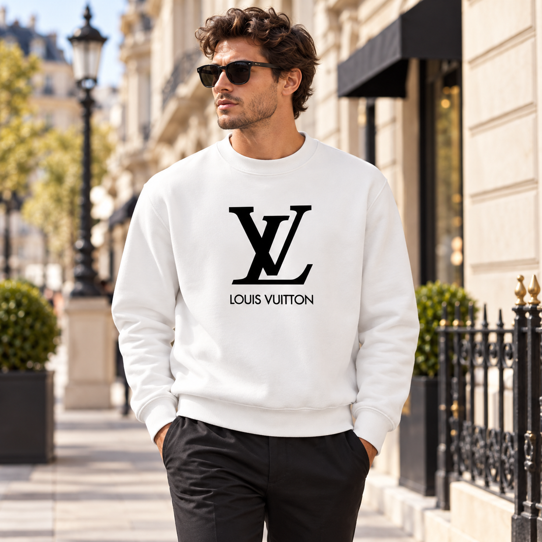 Men's Louis Vuitton Crewneck Sweatshirt | Color: White | Image 3