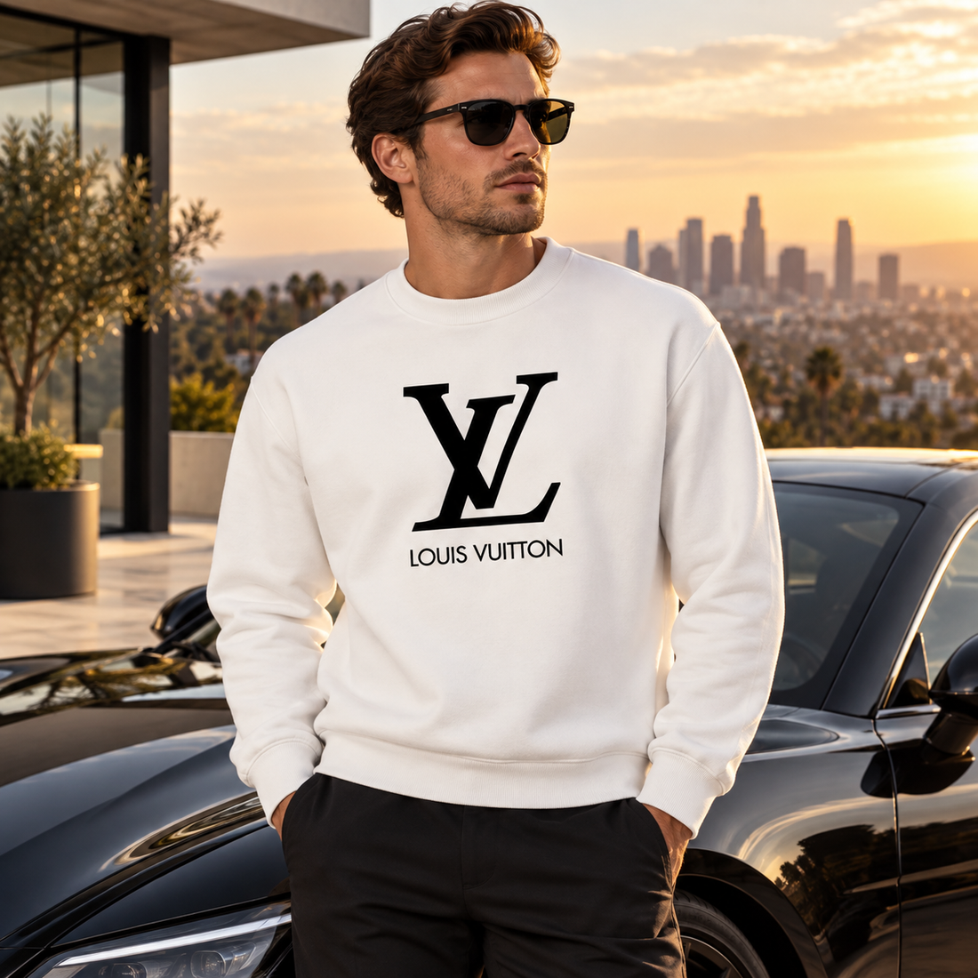 Men's Louis Vuitton Crewneck Sweatshirt | Color: White | Image 4
