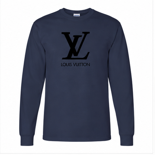 Men's Louis Vuitton Cotton Long Sleeve T-Shirt | Color: Navy | Image 1