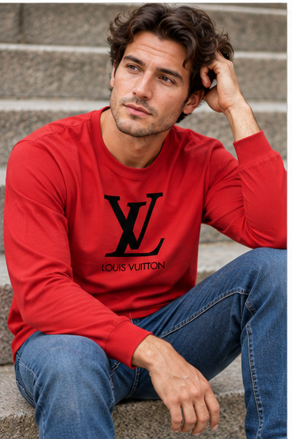 Men's Louis Vuitton Cotton Long Sleeve T-Shirt | Color: Red | Image 4