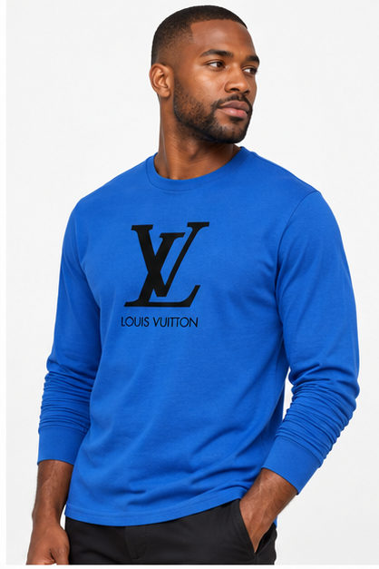 Men's Louis Vuitton Cotton Long Sleeve T-Shirt | Color: Royal Blue | Image 3