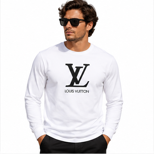 Men's Louis Vuitton Cotton Long Sleeve T-Shirt | Color: White | Image 2