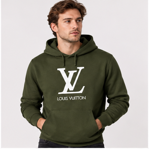 Men's Louis Vuitton Pullover Hoodie | Color: Army Green | Image 2