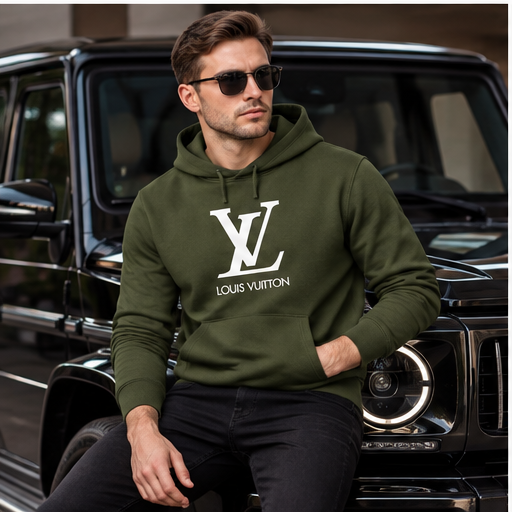 Men's Louis Vuitton Pullover Hoodie | Color: Army Green | Image 4