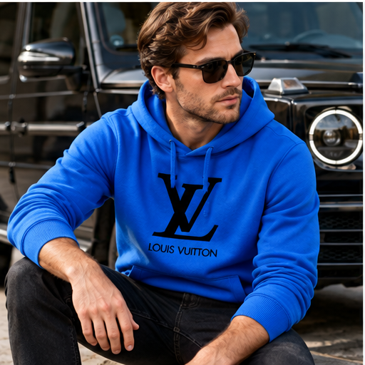 Men's Louis Vuitton Pullover Hoodie | Color: Azure | Image 4