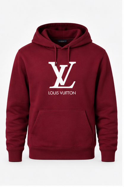 Men's Louis Vuitton Pullover Hoodie | Color: Burgundy | Image 1