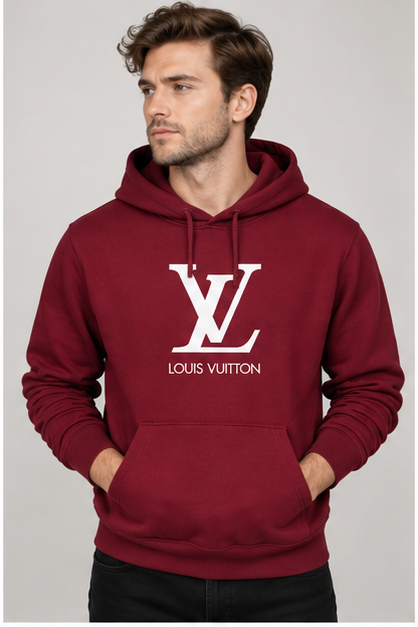 Men's Louis Vuitton Pullover Hoodie | Color: Burgundy | Image 2