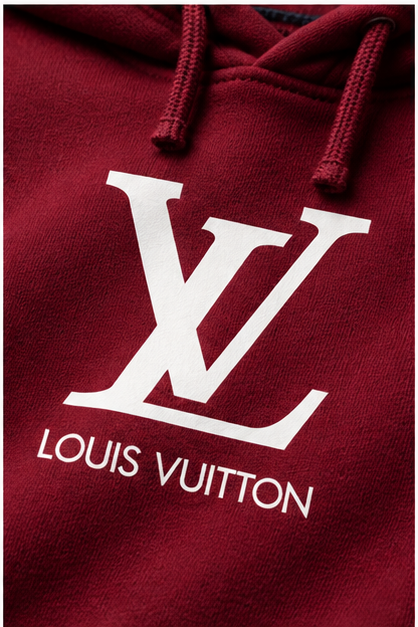 Men's Louis Vuitton Pullover Hoodie | Color: Burgundy | Image 5