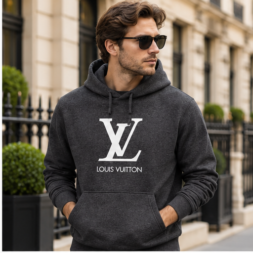 Men's Louis Vuitton Pullover Hoodie | Color: Dark Heather | Image 3