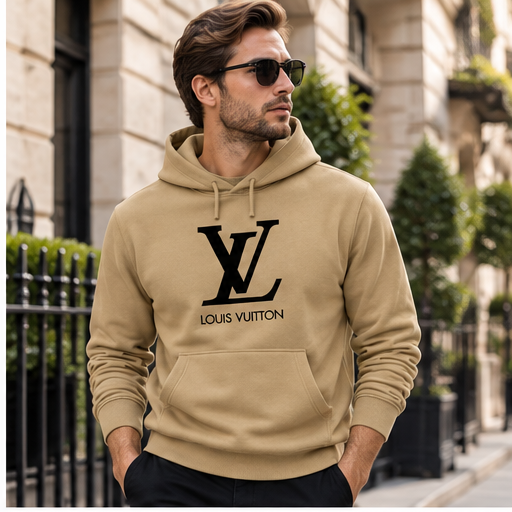 Men's Louis Vuitton Pullover Hoodie | Color: Khaki | Image 3
