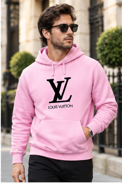 Men's Louis Vuitton Pullover Hoodie | Color: Light Pink | Image 3