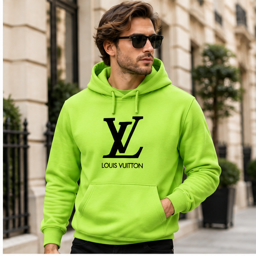 Men's Louis Vuitton Pullover Hoodie | Color: Lime Green | Image 3