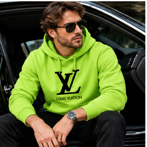 Men's Louis Vuitton Pullover Hoodie | Color: Lime Green | Image 4