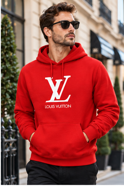 Men's Louis Vuitton Pullover Hoodie | Color: Red | Image 3