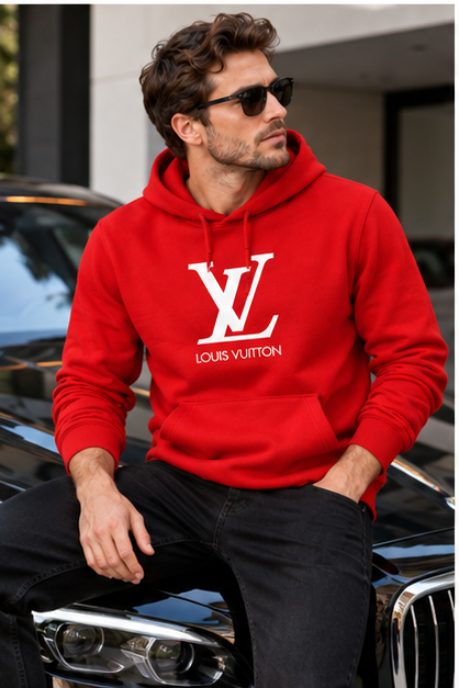 Men's Louis Vuitton Pullover Hoodie | Color: Red | Image 4