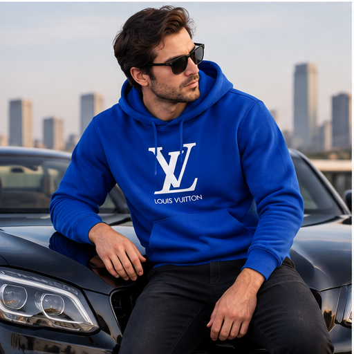 Men's Louis Vuitton Pullover Hoodie | Color: Royal Blue | Image 4