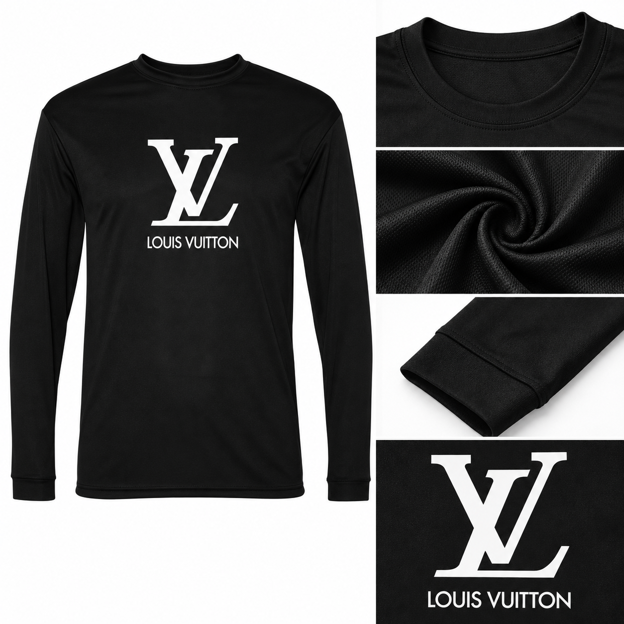 Men's Louis Vuitton Performance Long Sleeve T-Shirt | Color: Black | Image 4