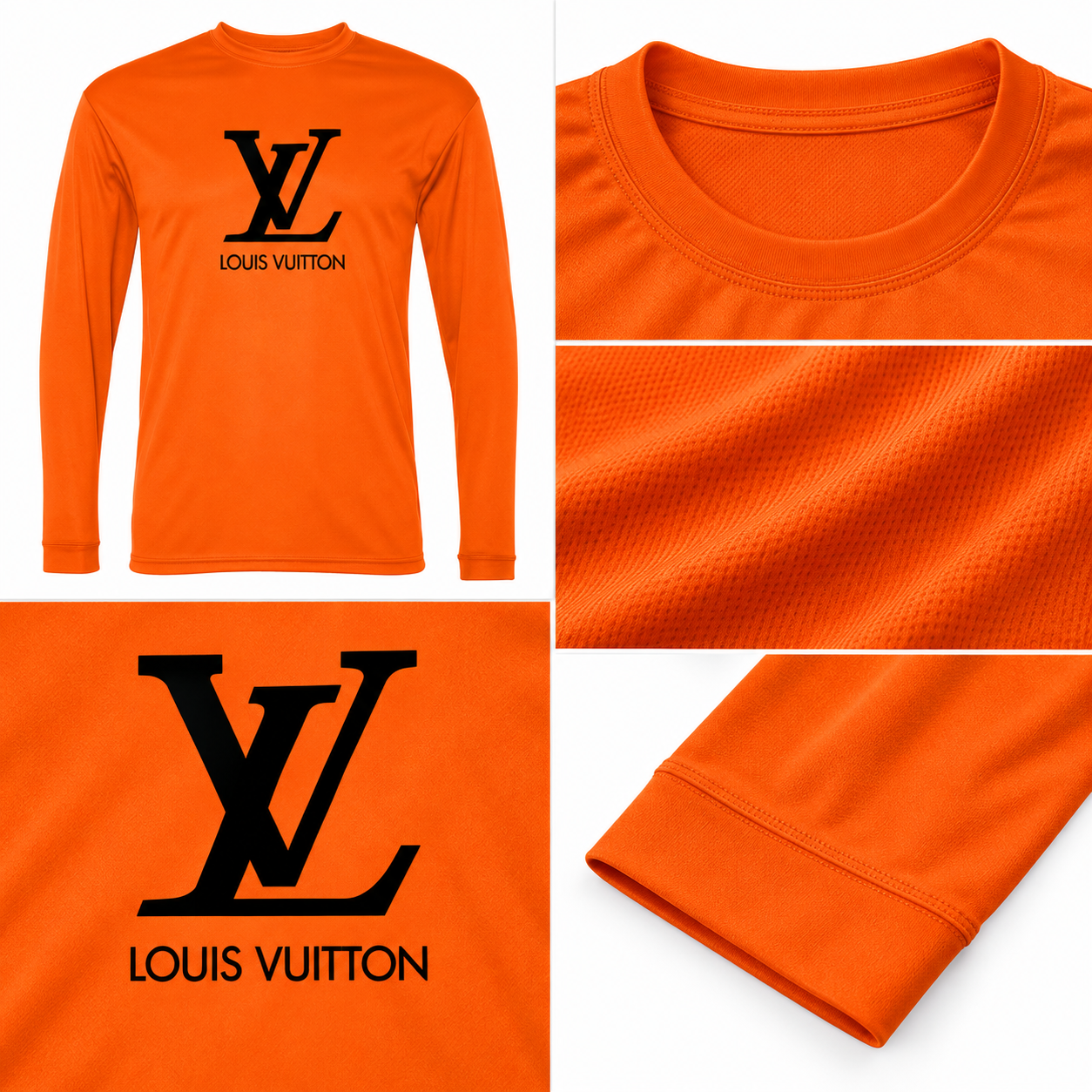 Men's Louis Vuitton Performance Long Sleeve T-Shirt | Color: Orange | Image 4