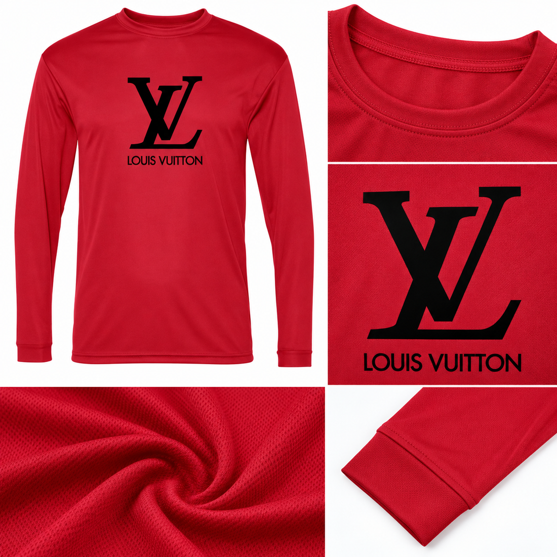 Men's Louis Vuitton Performance Long Sleeve T-Shirt | Color: Red | Image 4