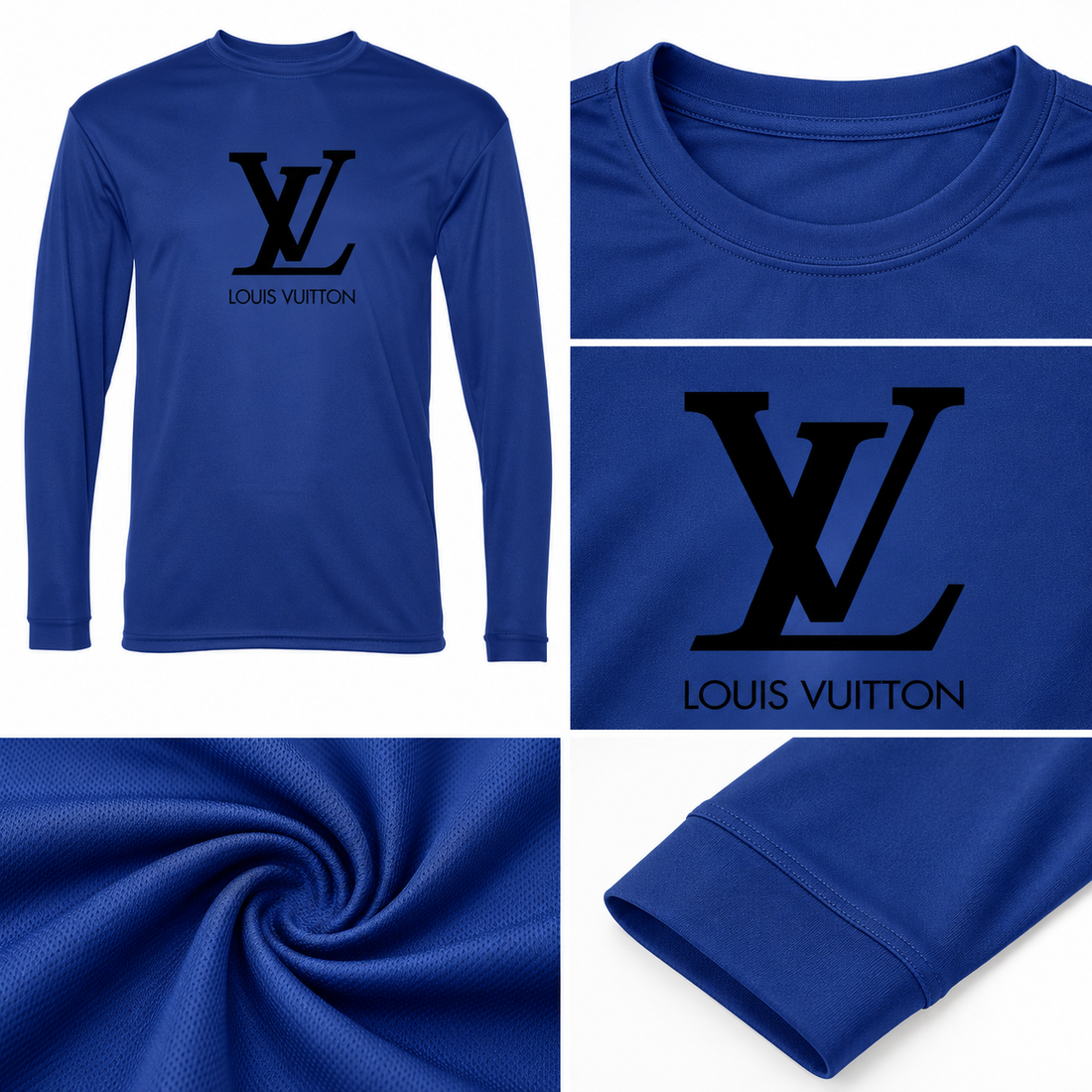 Men's Louis Vuitton Performance Long Sleeve T-Shirt | Color: Royal Blue | Image 4