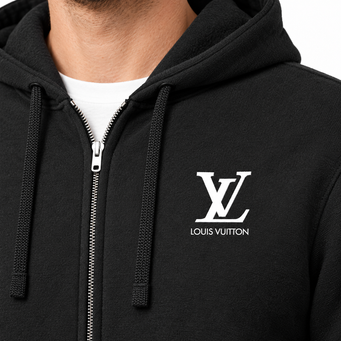 Men's Louis Vuitton zipper hoodie in Black — detail view