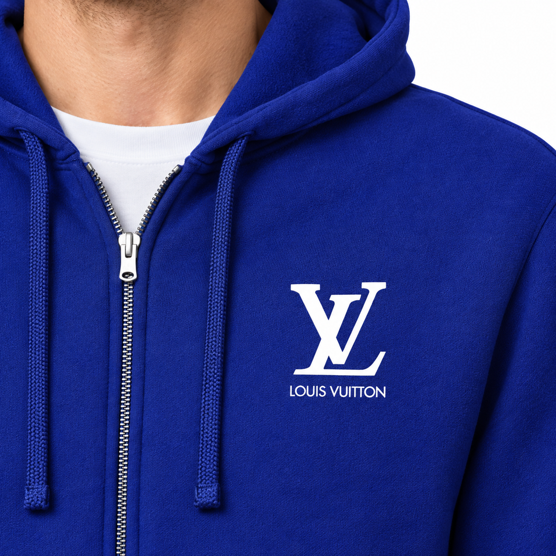 Men's Louis Vuitton zipper hoodie in Blue — detail view