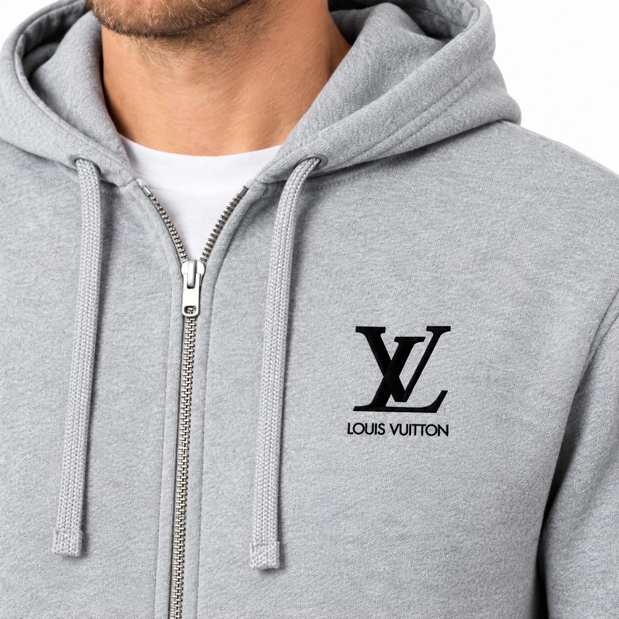 Men's Louis Vuitton zipper hoodie in Grey — detail view