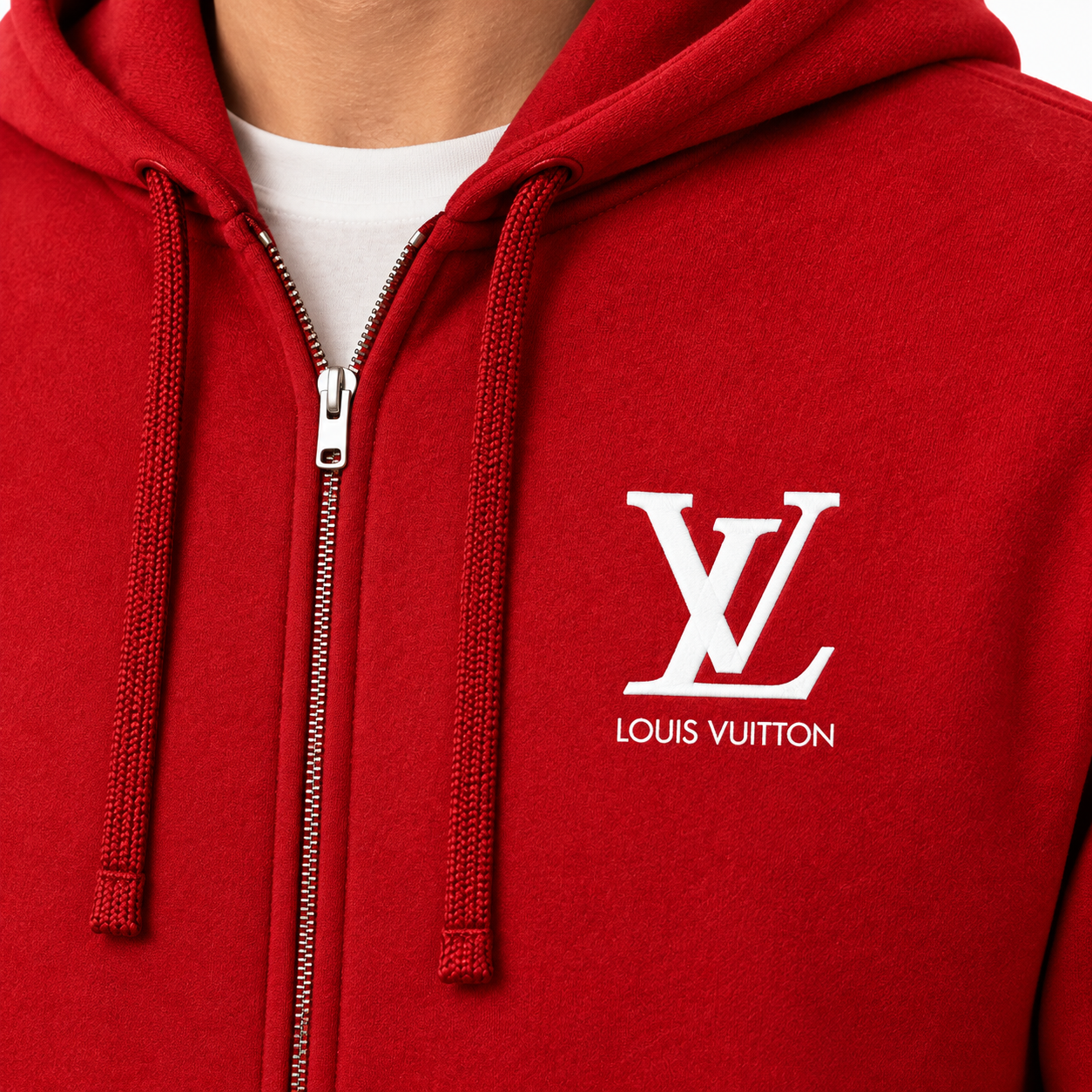 Men's Louis Vuitton zipper hoodie in Red — detail view