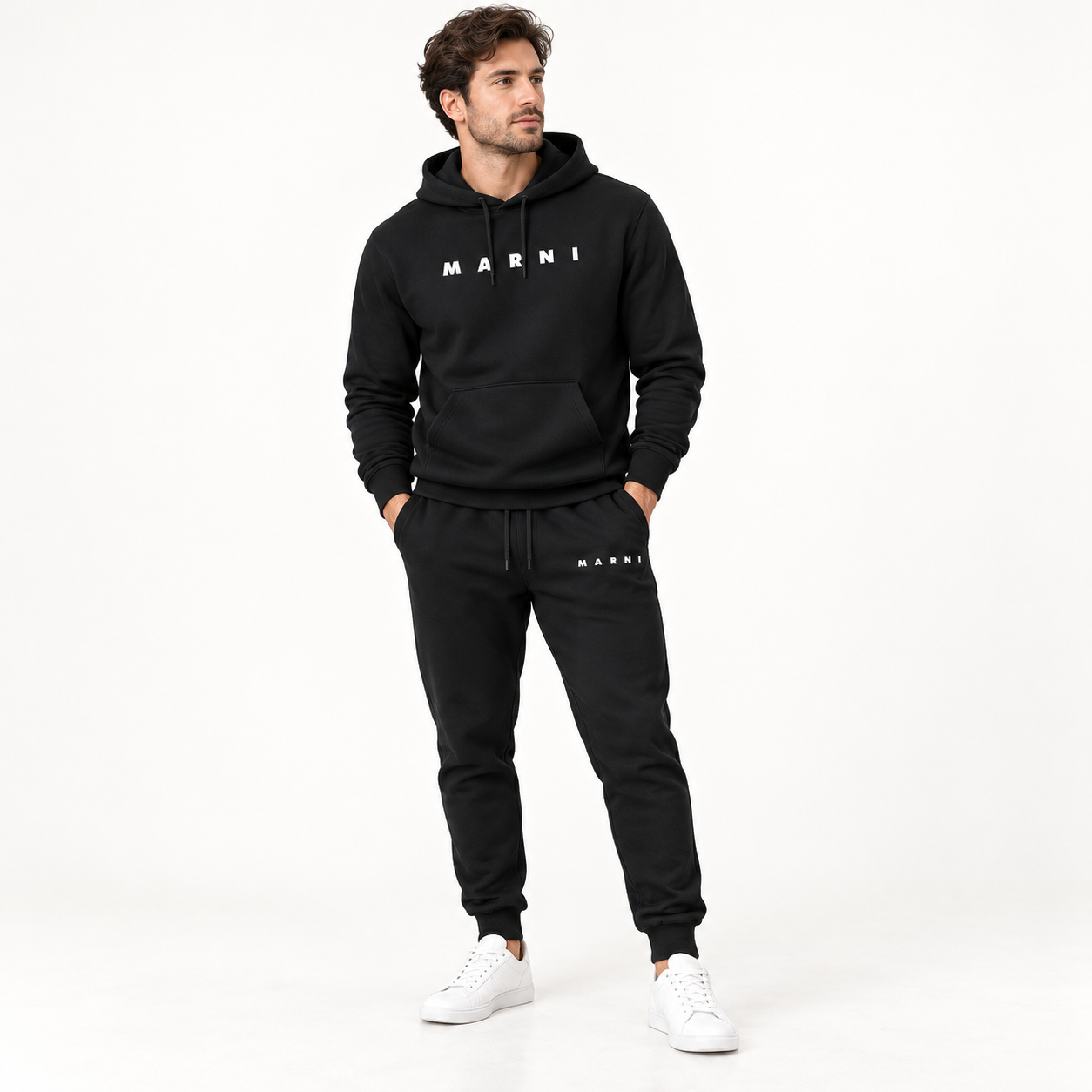 Men's Marni Hoodie Joggers Set | Color: Black | Image 2