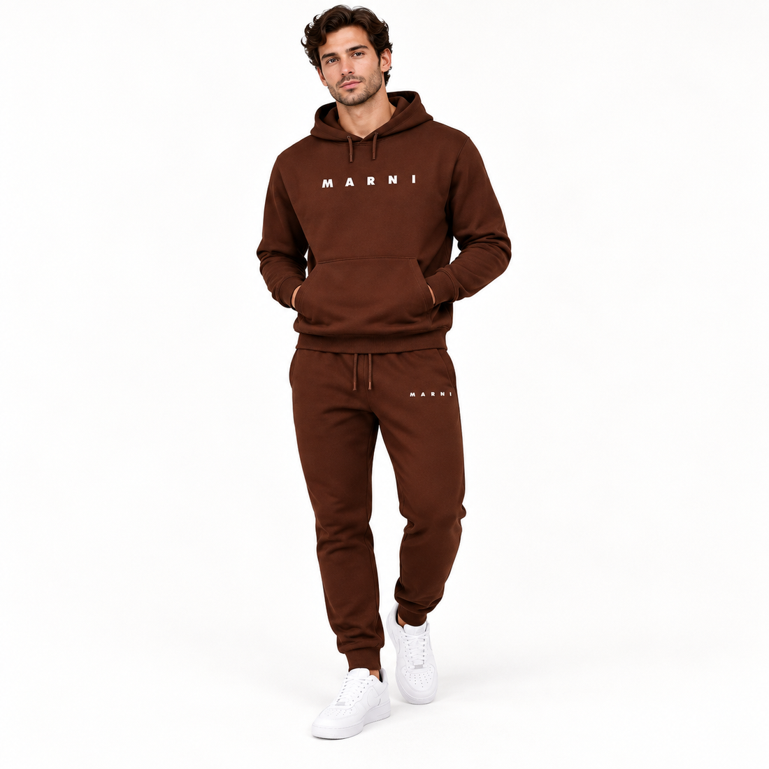 Men's Marni Hoodie Joggers Set | Color: Brown | Image 2