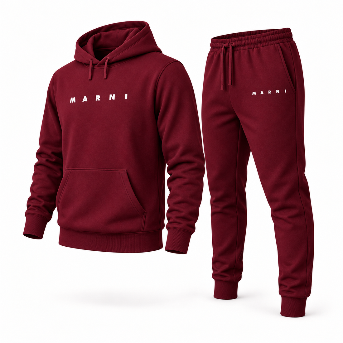 Men's Marni Hoodie Joggers Set | Color: Burgundy | Image 4
