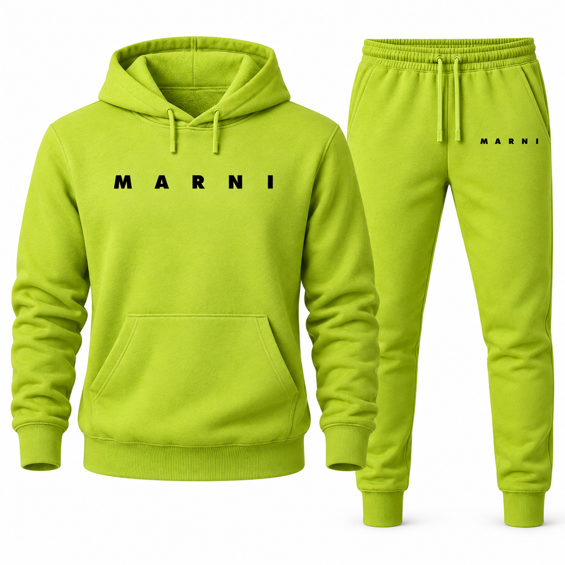 Men's Marni Hoodie Joggers Set | Color: Lime Green | Image 3