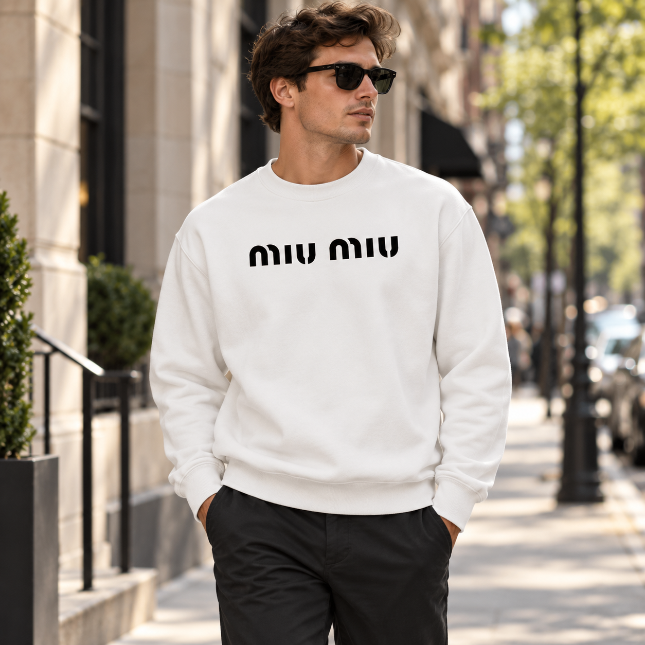 Men's Miu Miu Crewneck Sweatshirt - White - Image 2