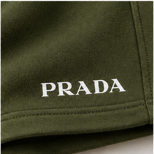 Men's Prada Athletic Fleece Shorts | Color: Army Green | Image 5