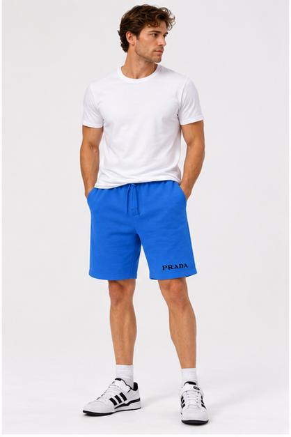 Men's Prada Athletic Fleece Shorts | Color: Azure | Image 2