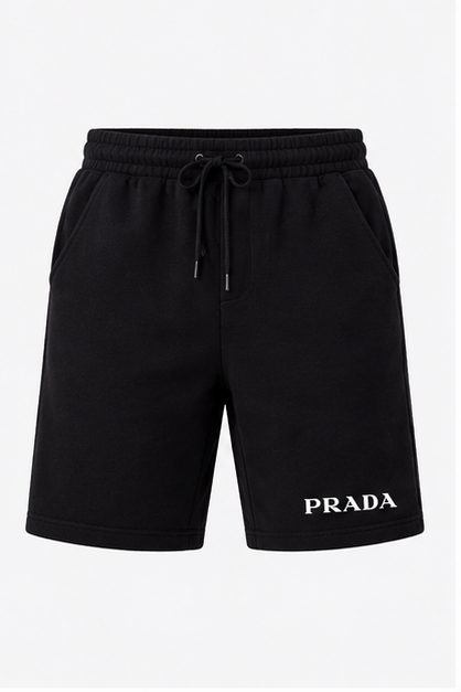 Men's Prada Athletic Fleece Shorts | Color: Black | Image 1