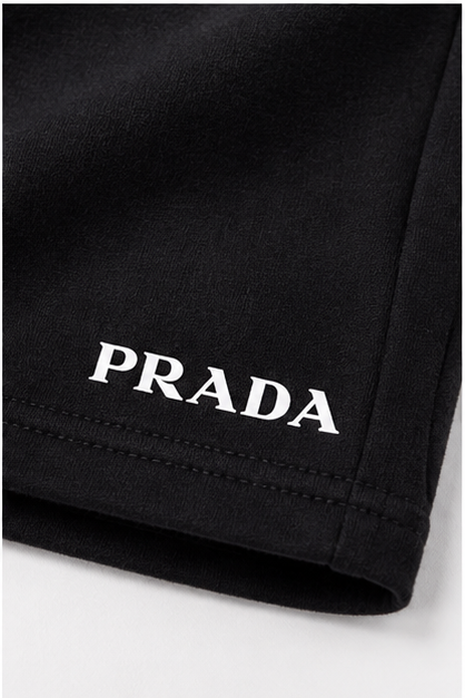 Men's Prada Athletic Fleece Shorts | Color: Black | Image 5
