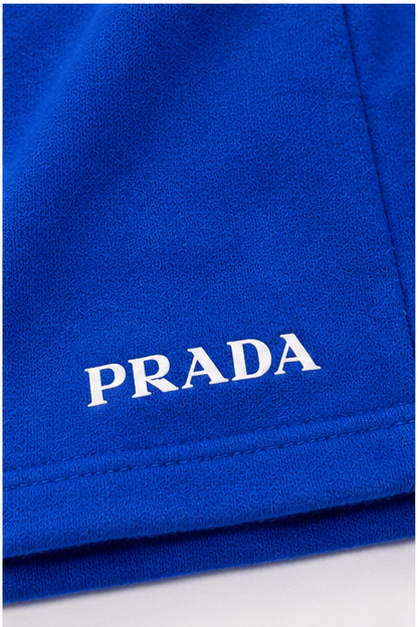 Men's Prada Athletic Fleece Shorts | Color: Blue | Image 5