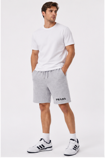 Men's Prada Athletic Fleece Shorts | Color: Grey | Image 2