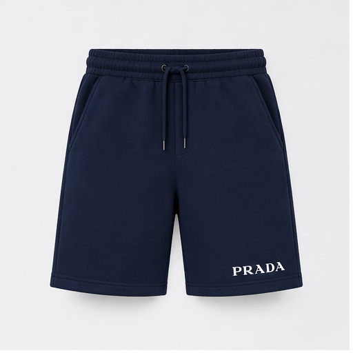 Men's Prada Athletic Fleece Shorts | Color: Navy | Image 1