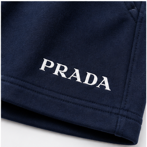 Men's Prada Athletic Fleece Shorts | Color: Navy | Image 5