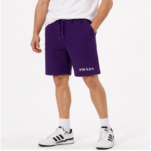Men's Prada Athletic Fleece Shorts | Color: Purple | Image 2
