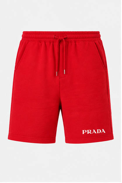 Men's Prada Athletic Fleece Shorts | Color: Red | Image 1