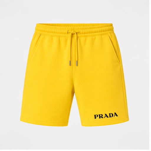 Men's Prada Athletic Fleece Shorts | Color: Yellow | Image 1
