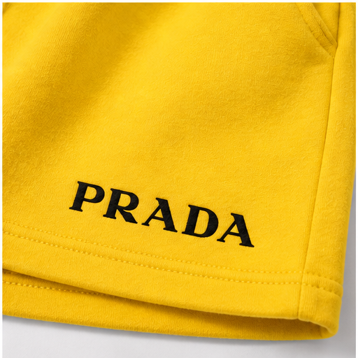 Men's Prada Athletic Fleece Shorts | Color: Yellow | Image 5