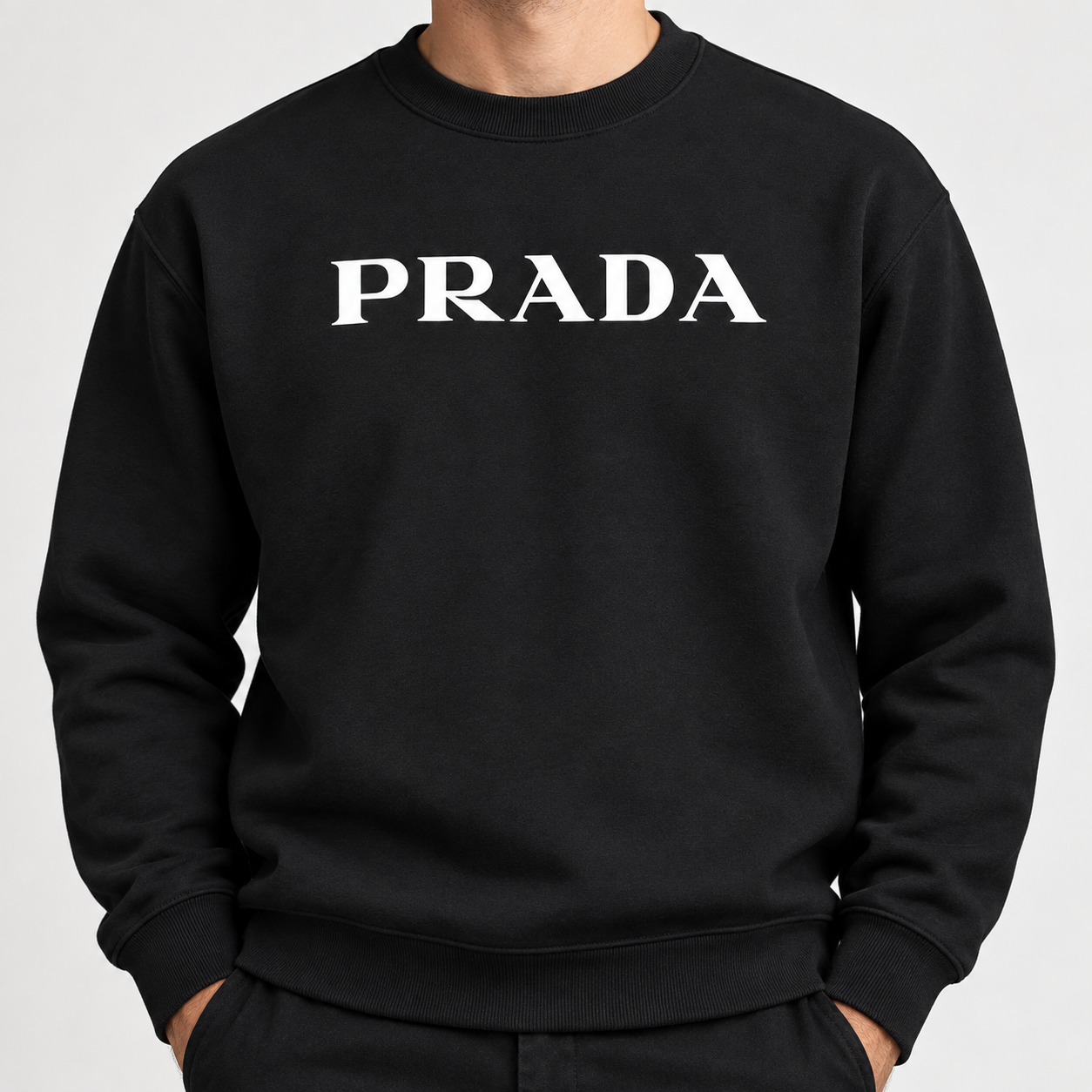 Men's Prada Crewneck Sweatshirt | Color: Black | Image 5